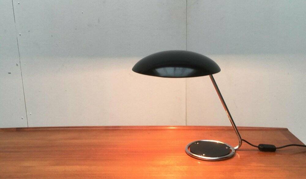 Metal table lamp model 6761 from the mid-century German period by Christian Dell for Kaiser Leuchten, 1960s.