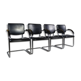 Set of 4 vintage tubular steel lounge chair