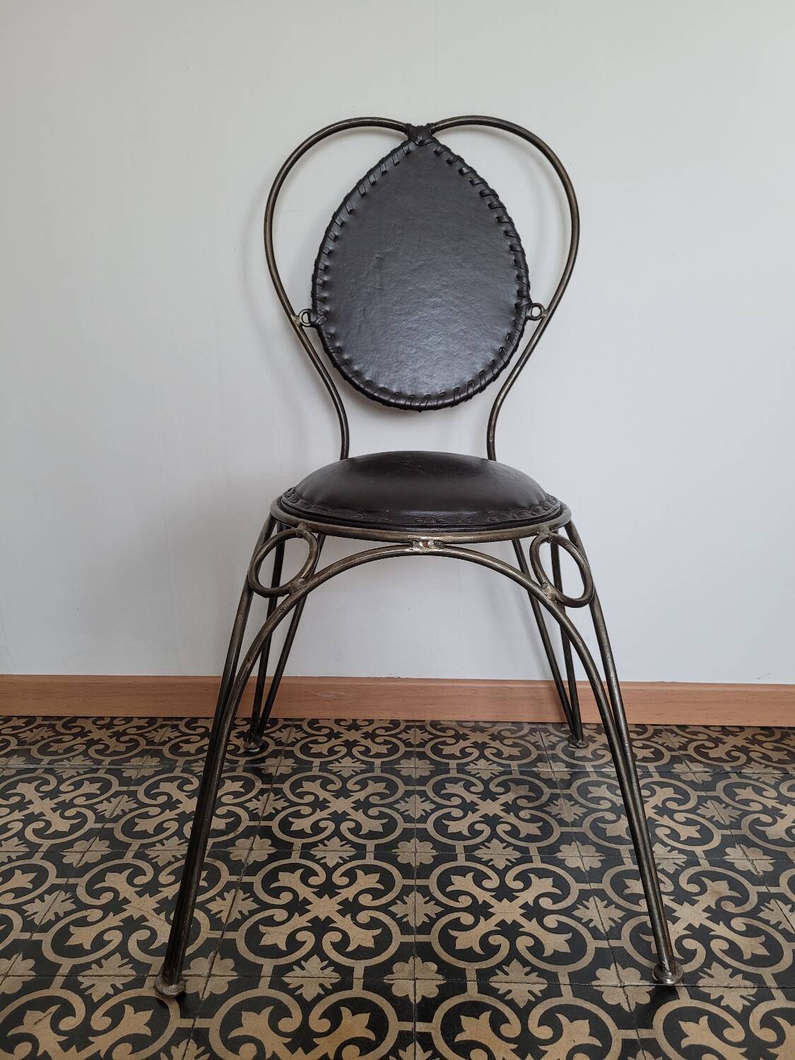 Metal and leather chair