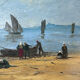 Painting signed Gérard Roux known as "Rouxe" – Scene of a Normandy beach