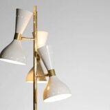 Lampadaire en laiton de style italien du milieu du siècle avec base et abat-jour en forme de cône - MCM fait à la main