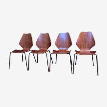 A set of four chairs by Herbert Hirche, Jofy Stalmobler, Denmark, 1950