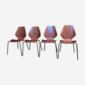 Un ensemble de quatre chaises par Herbert Hirche Jofy Stalmobler, Danemark, 1950