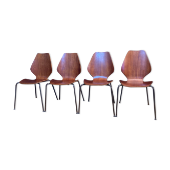 Un ensemble de quatre chaises par Herbert Hirche Jofy Stalmobler, Danemark, 1950