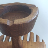 Brutalist ashtray in solid oak 50s