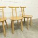 Set of 3 minimalist chairs in light wood, 1980s Italy