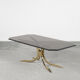 Vintage brass hollywood regency gold glamour coffee table with glass top, 1970s