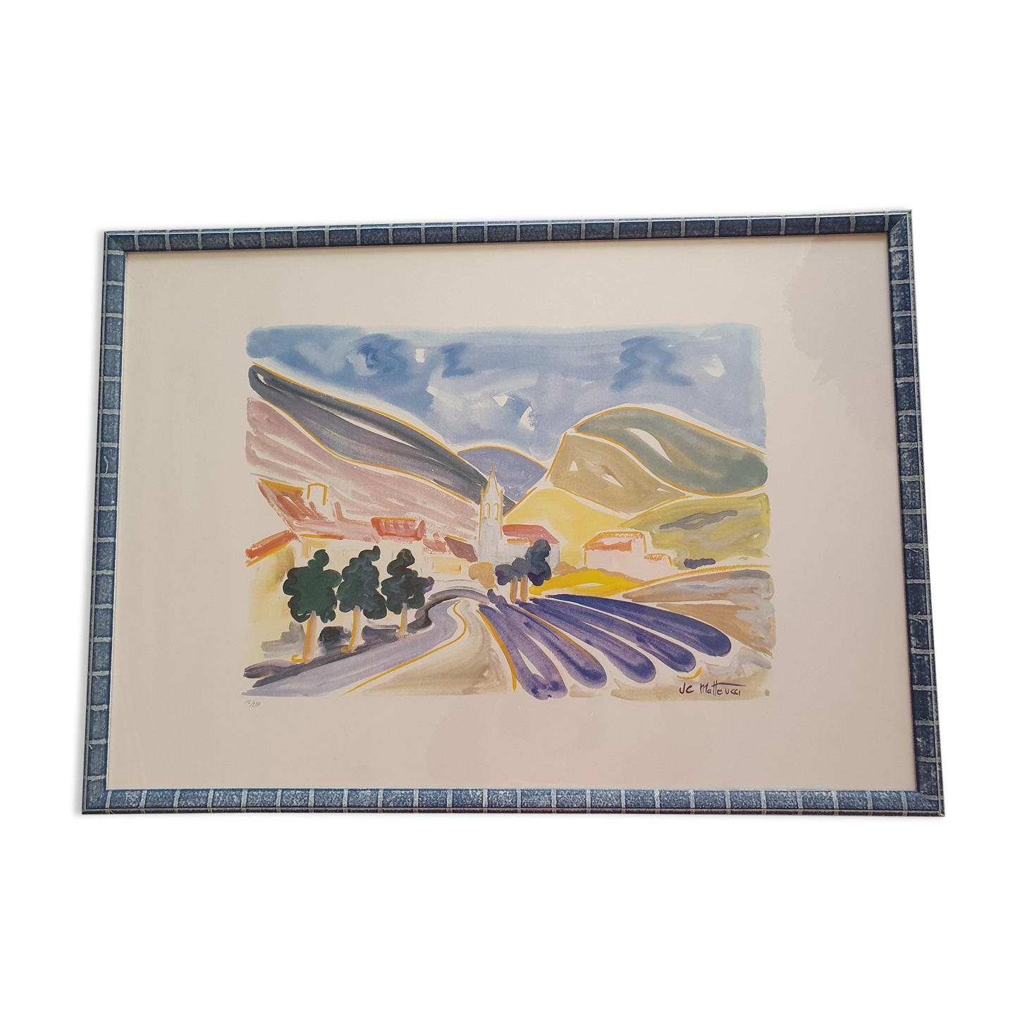 Engraving colorful landscape jc mateucci