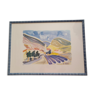 Engraving colorful landscape jc mateucci