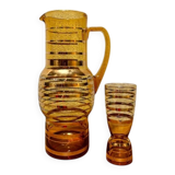 Carafe and its glass in Bohemian crystal