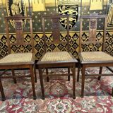 3 caned art deco chairs