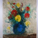 Nubar BEDROSSIAN (1926-1992) "Still life with bouquet" Oil on panel signed
