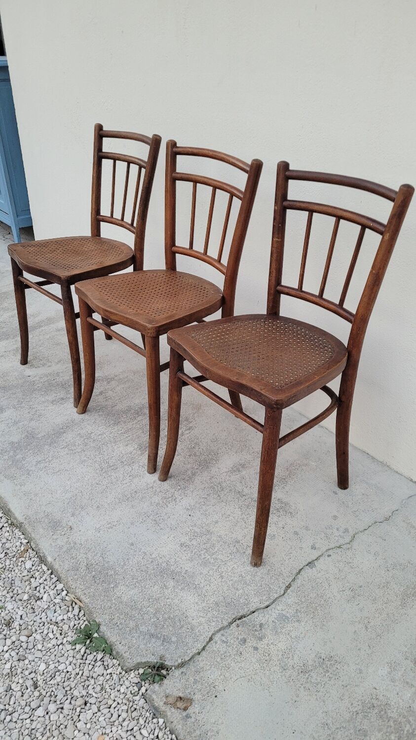 Set of 3 old Thonet bistro chairs
