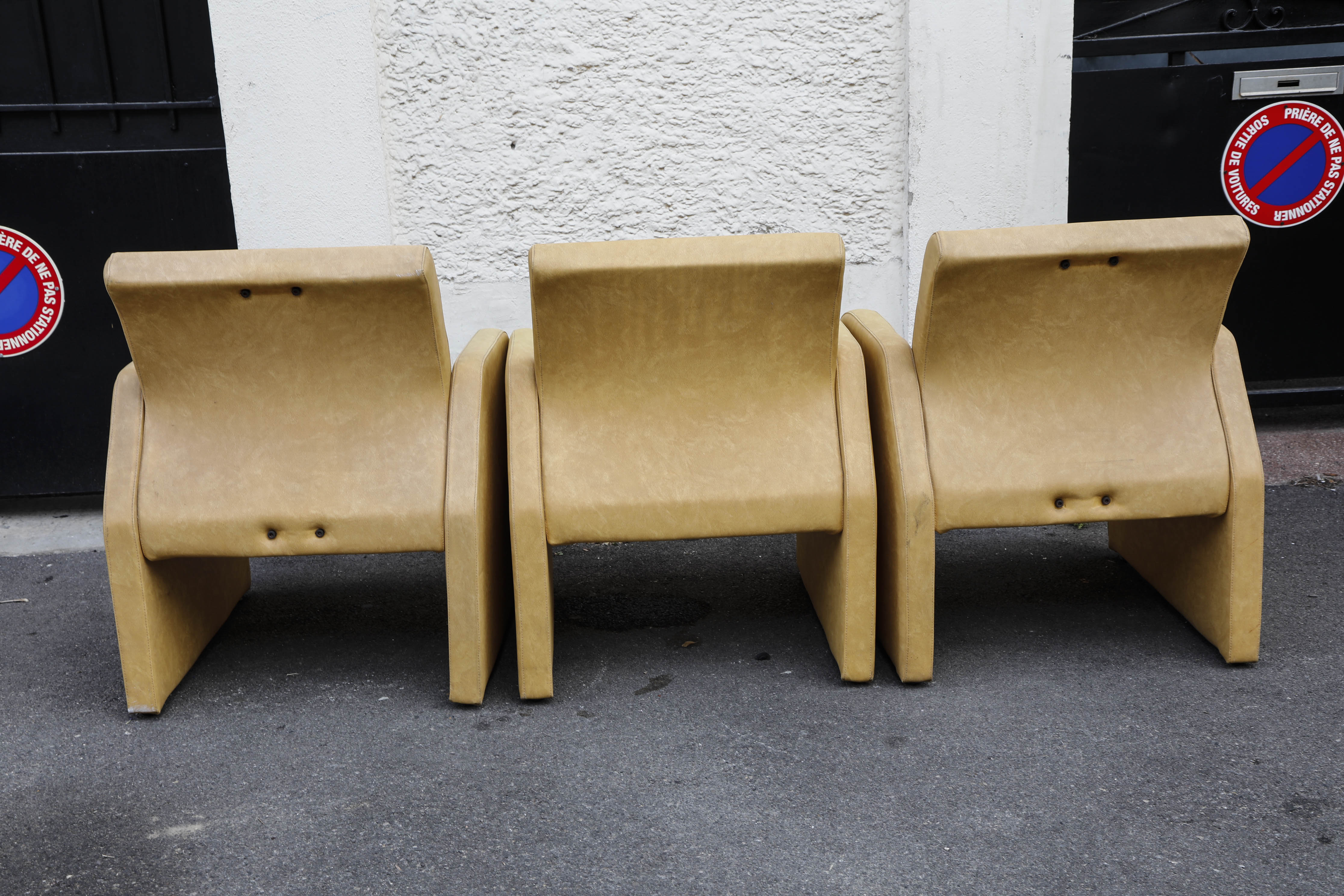 Trio Chairs club Italy 70's