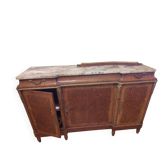 Buffet ancien en bois avec marbre et ornements en bronze