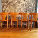Set of 4 curved wooden bistro chairs