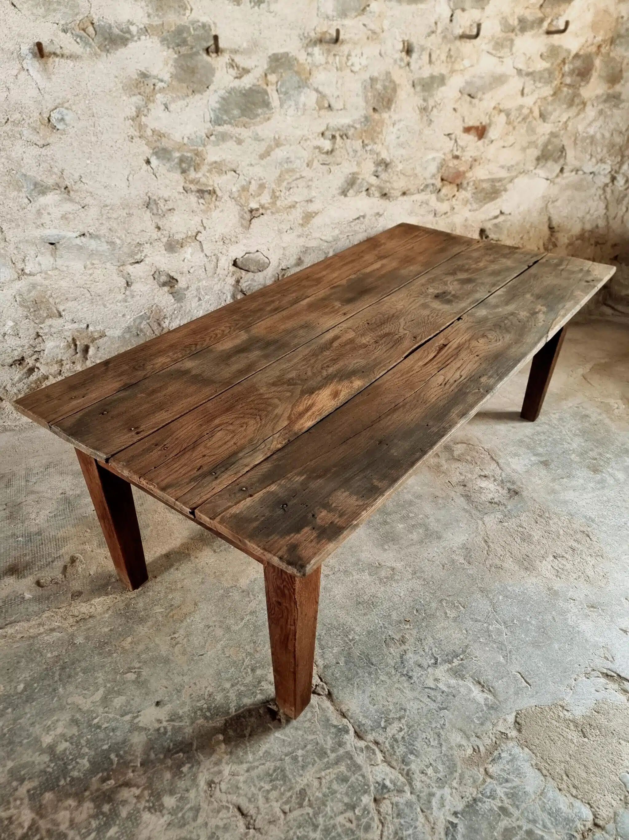 Antique French coffee table – chestnut wood – early 19th century – 82×168×60 cm