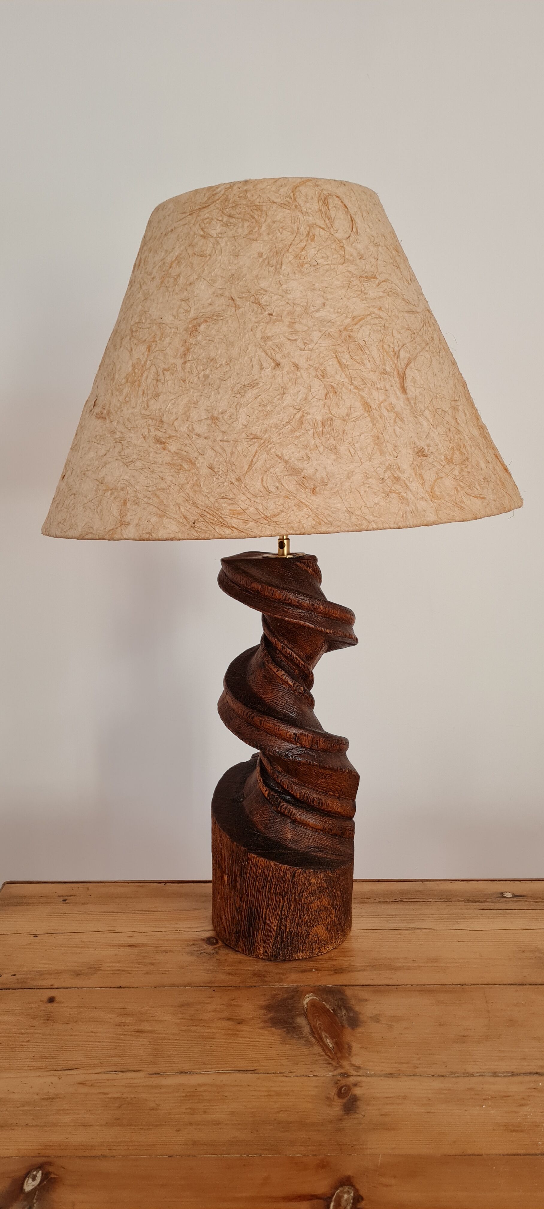Handmade lamp in turned wood