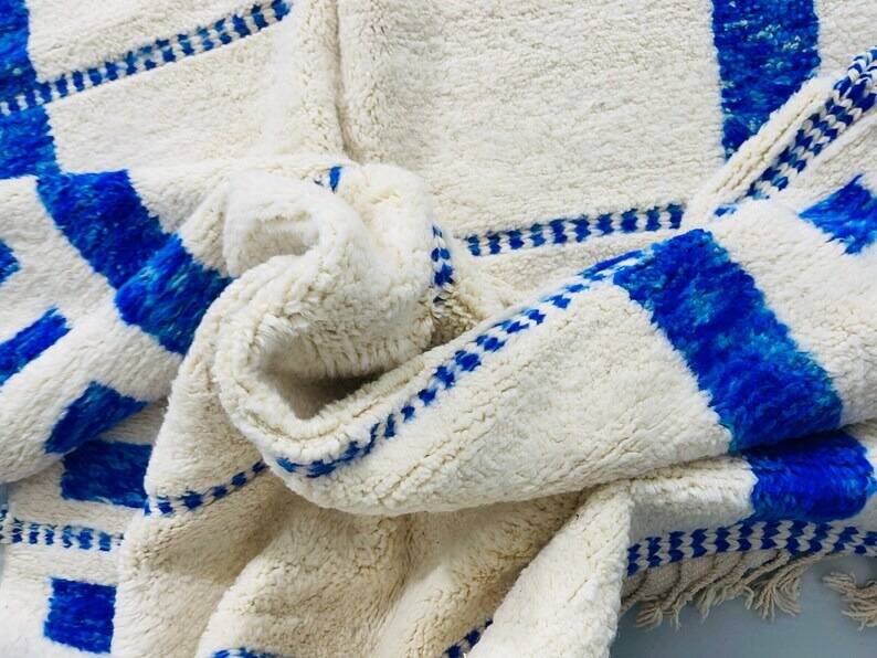 Handmade blue rug 250cm x 150cm