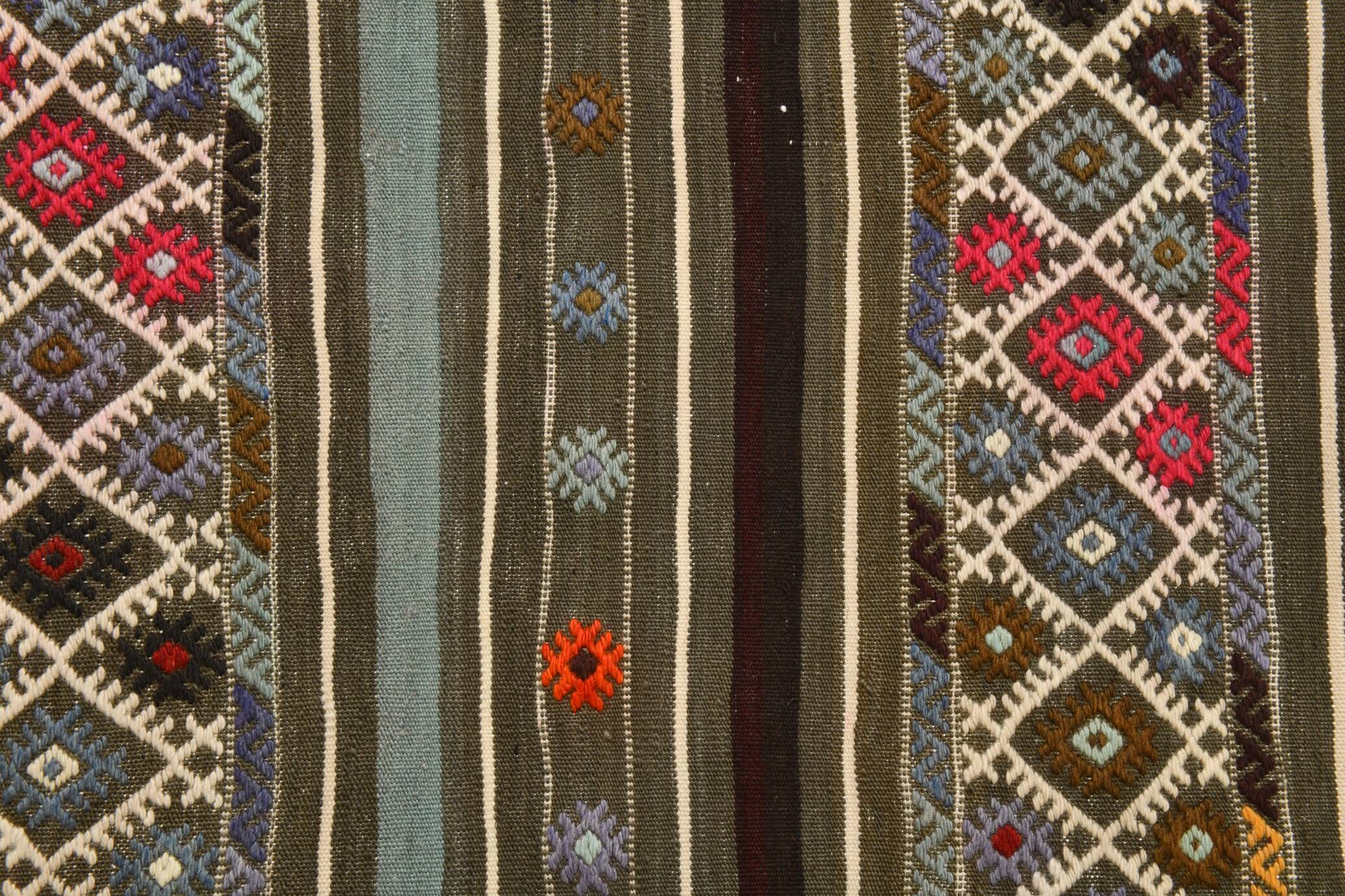Turkish Colorful Persian Kilim Rug, Wool Area Rug, 141x240