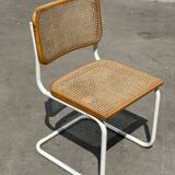 Cesca chair b32 model in white and wood by Marcel Breuer