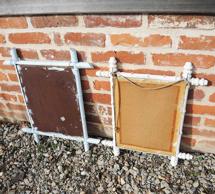 2 Antique Painted Faux Bamboo Mirrors