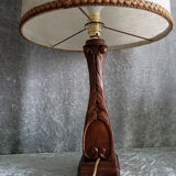 Wooden foot lamp with conical shade