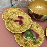 Sarreguemines barbotine service 6 plates and salad bowl