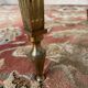 Table basse ovale de style Louis XVIen laiton et marbre