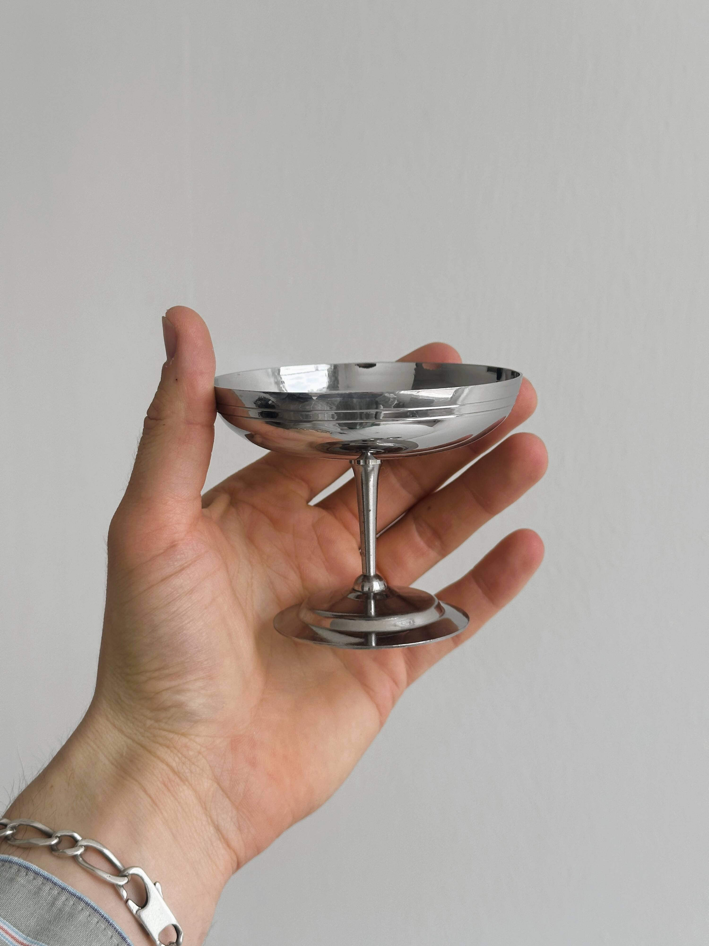 6 vintage stainless steel dessert bowls