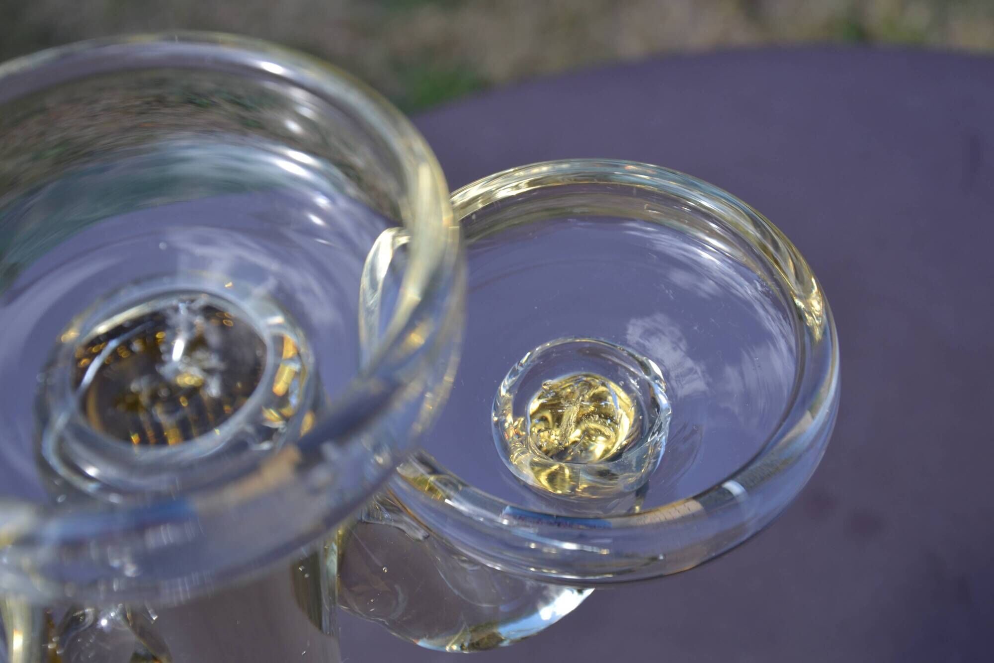 Large blown glass chandelier with bubbles