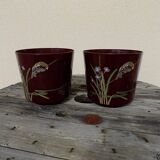 Pair of vintage Asian patterned flowerpots from the 1980s