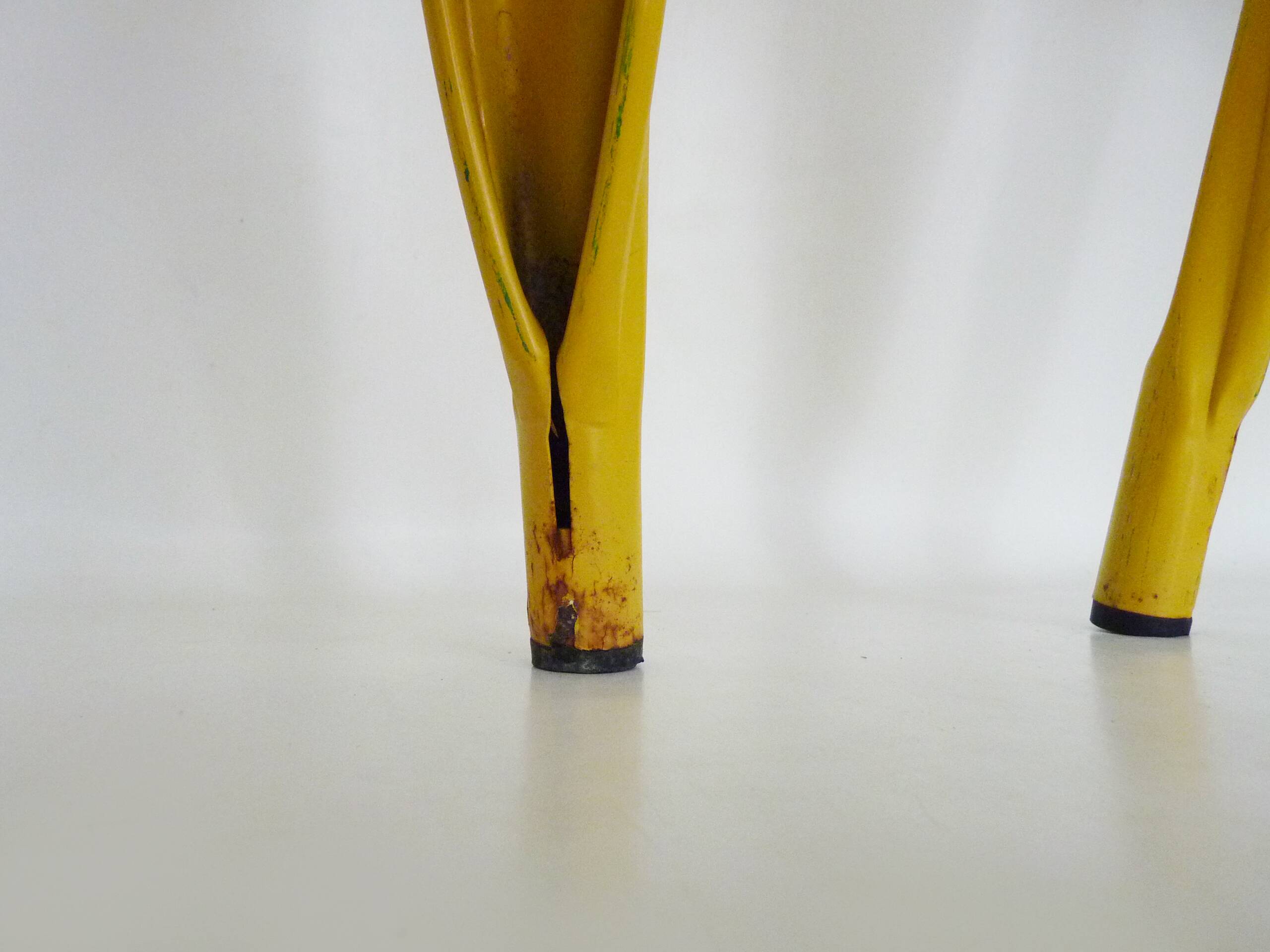 Pair of Tolix Chairs in yellow metal by Xavier Pauchard