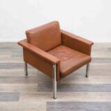 Leather armchair, 1970s, manufacturer Sitag, cognac brown leather.