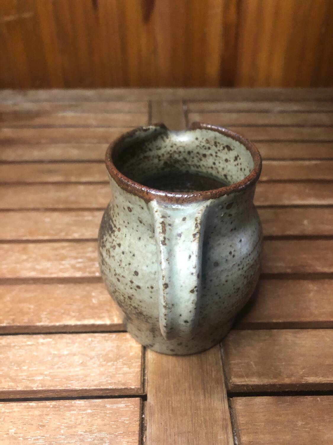 Old vintage brown stoneware pitcher le cep #a429