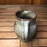 Old vintage brown stoneware pitcher le cep #a429