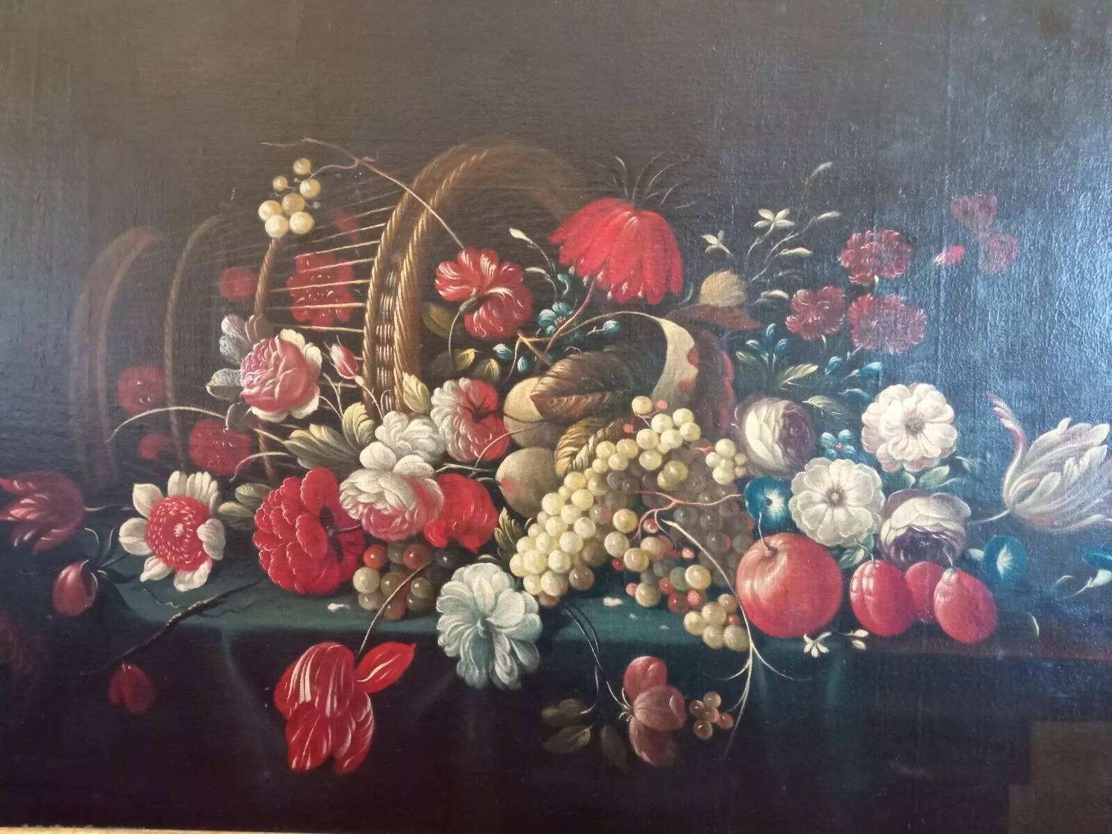 18th Century Floral Bouquet Still Life Framed Oil Painting