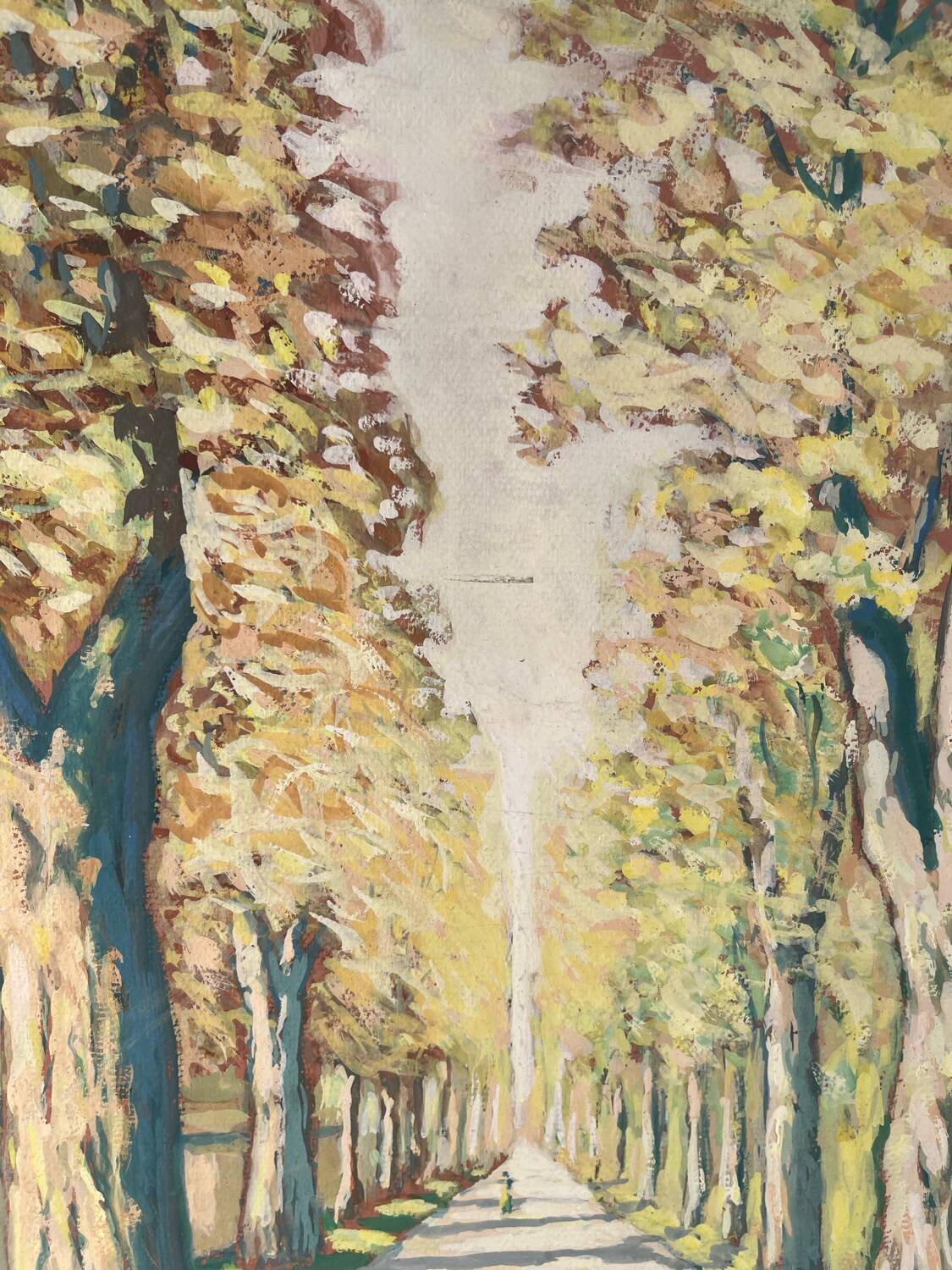 Bright walk, oil on paper signed Vero Cim.