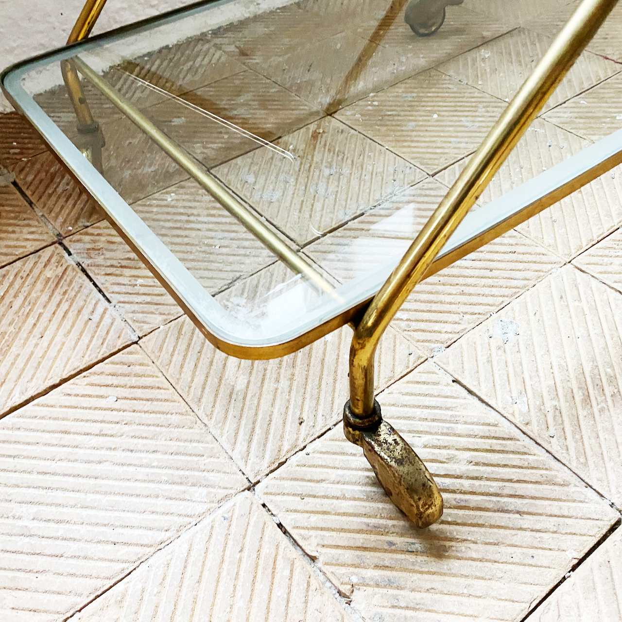 Italian brass serving trolley, 1950s