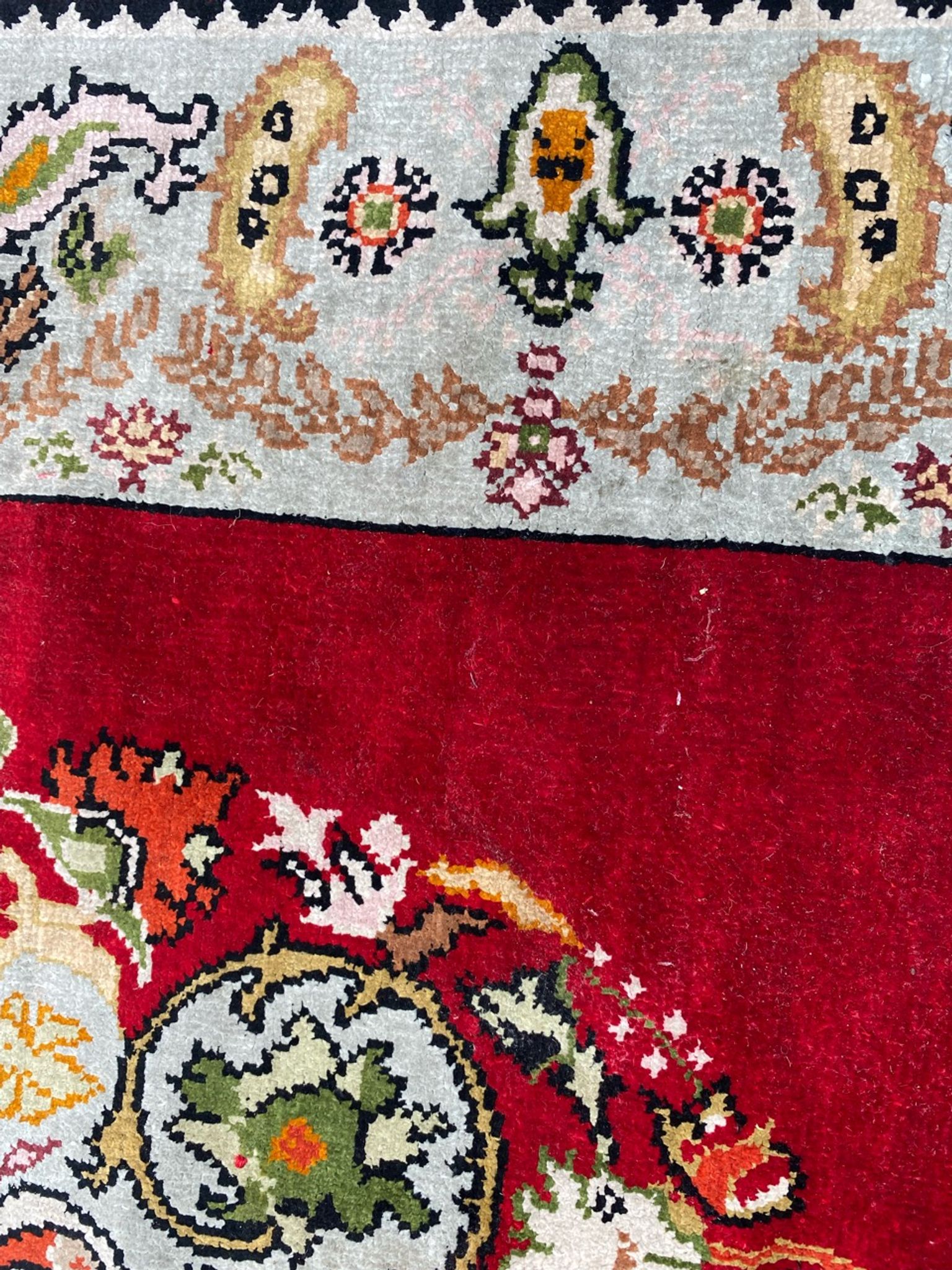 Tapis vintage turc en soie fait main 74x146 cm
