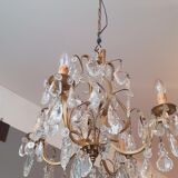Nineteenth century chandelier with bronze and crystal grapevines.