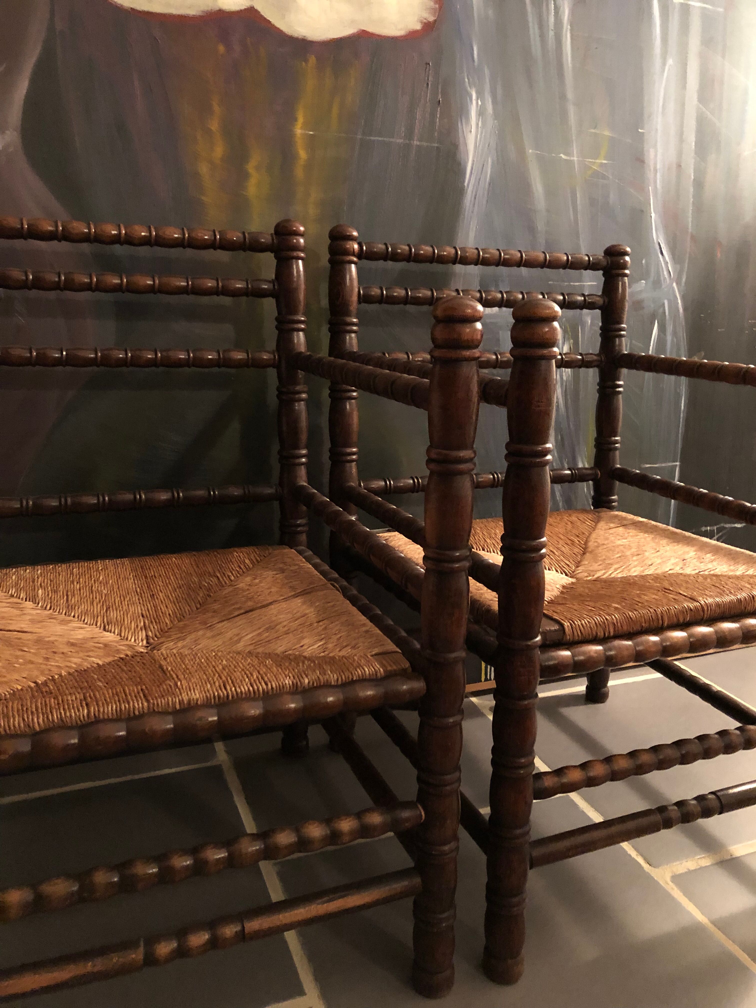 Paire de fauteuils anciens bois tourné