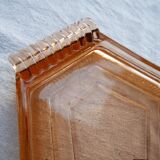 Set of two orange glass trays