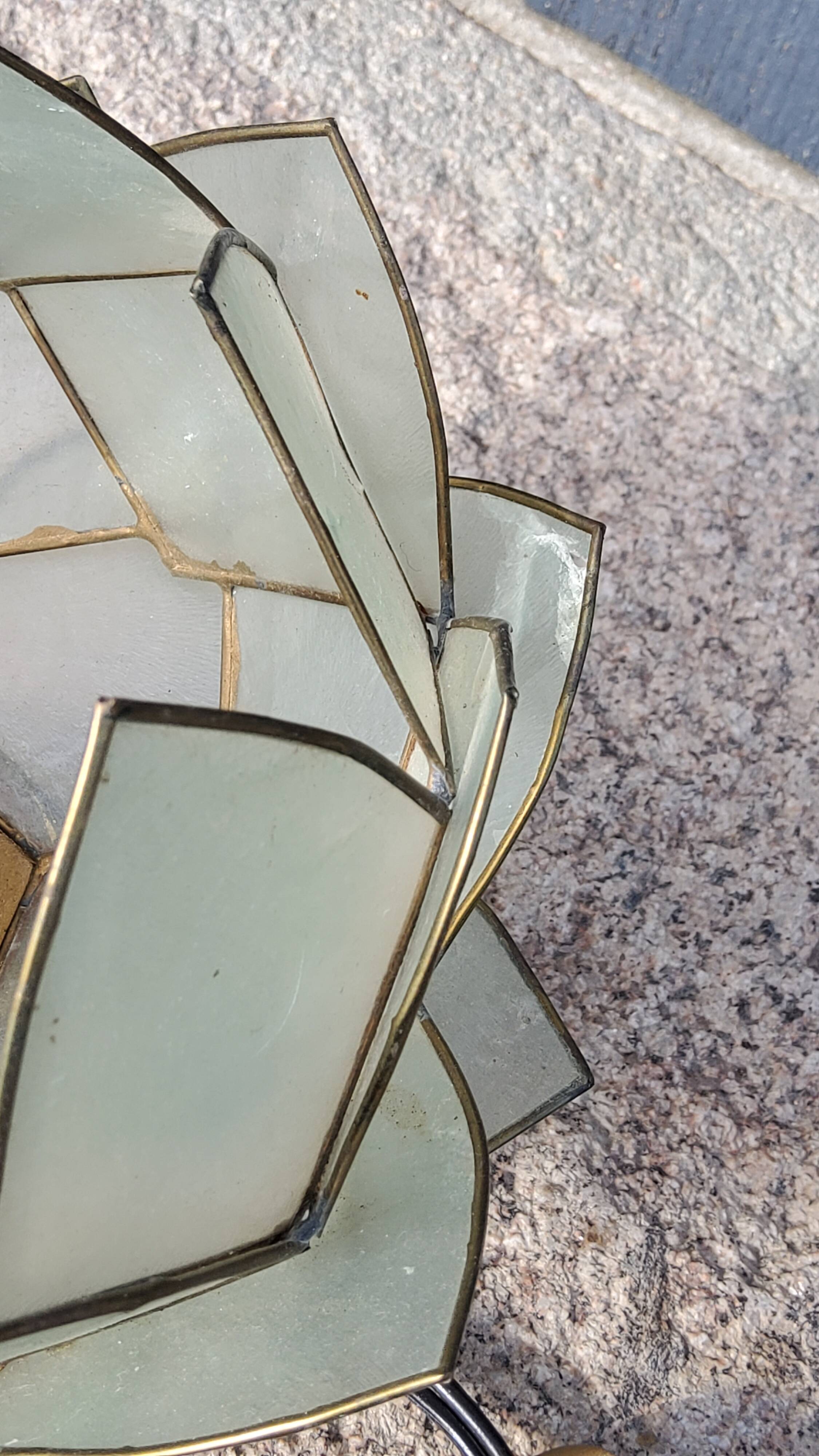 Pair of designer table lamps in turquoise blue green capiz mother-of-pearl from the 70s