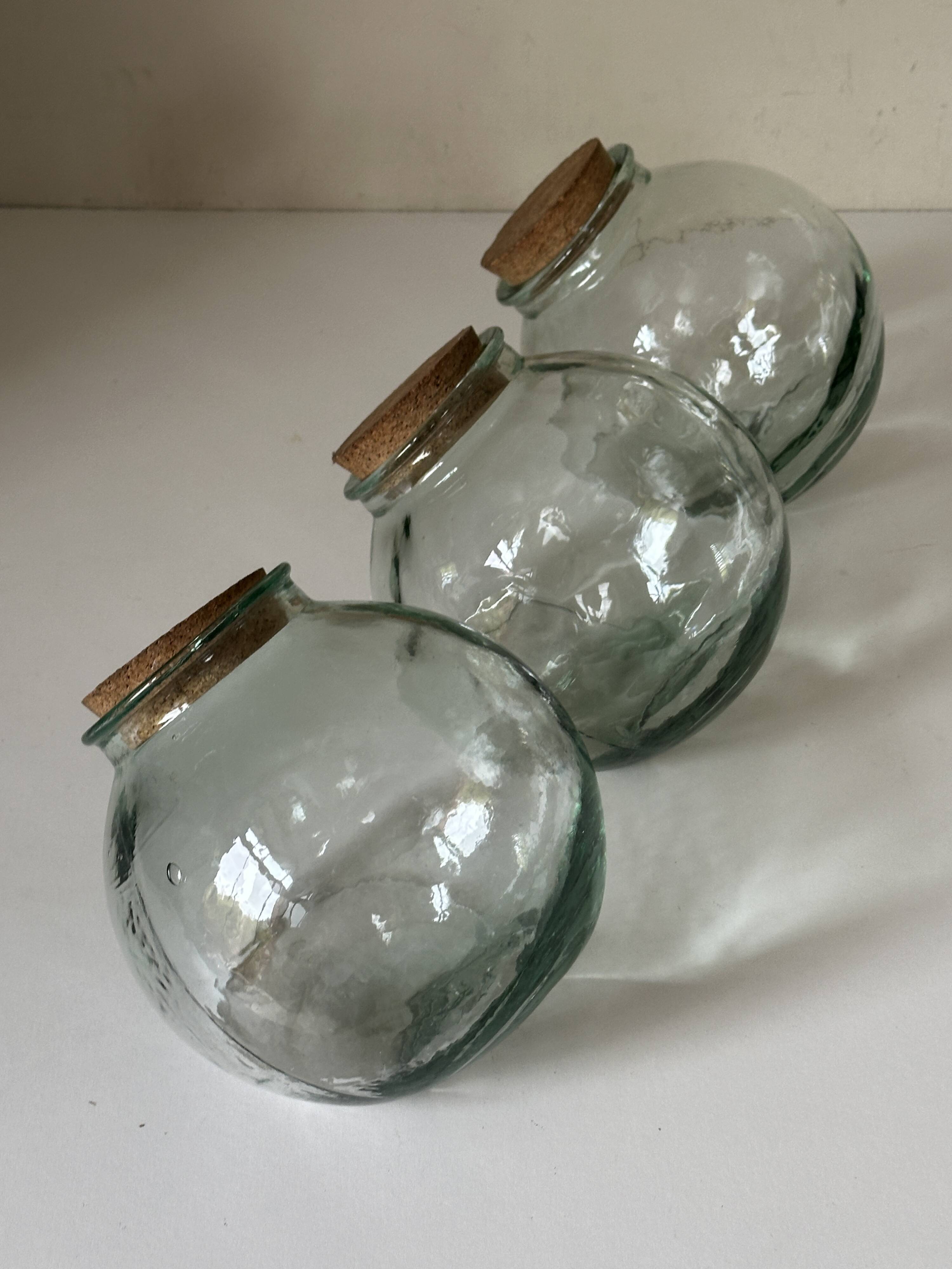 Set of 3 vintage glass candy jars from the 60s and 70s