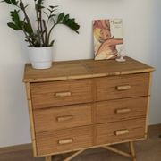3-drawer rattan/bamboo chest of drawers attributed to Adrien Audoux and Frida Minnet. Circa 1950