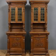 Important pair of two-body buffets in richly carved Renaissance style.