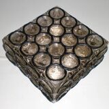 Vintage 1960s German iron ring glass ceiling lamp by Limburg