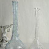 Pair of vintage biot bubbled blown glass soliflores