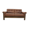 1970s Brown Leather 2-Seater Sofa , Denmark